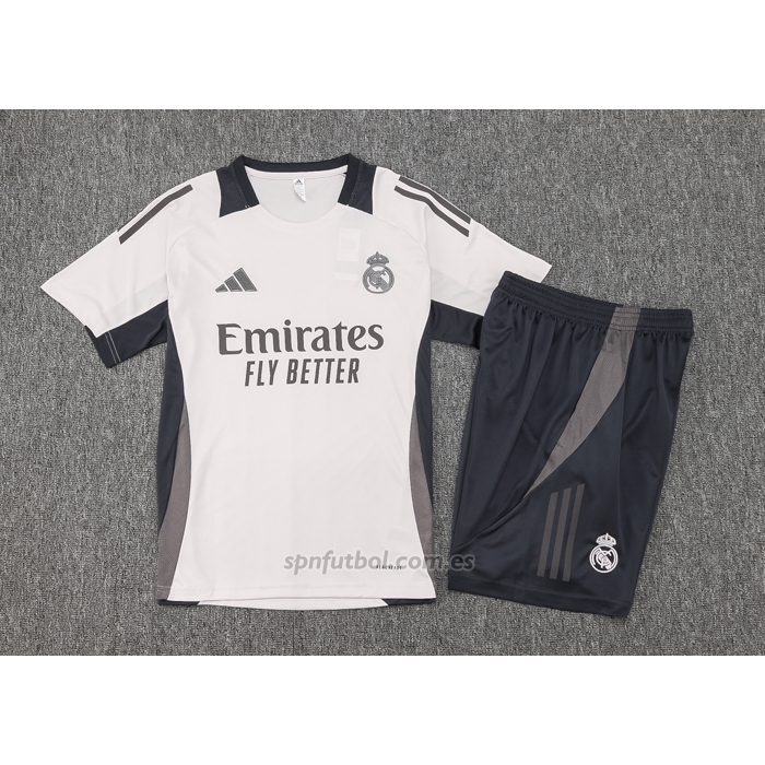 Chandal del Real Madrid Manga Corta 2024-2025 Rosa Claro - Pantalon Corto